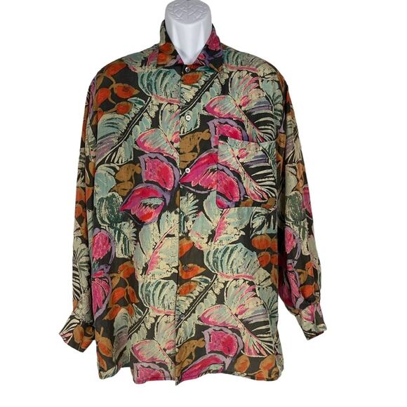 Ted Lapidus Paris Couture Vintage 1960's Silk Shirt Long Sleeve Men’s Unisex Med - Picture 1 of 5